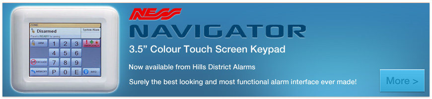 NESS Navigator - 3.5 inch touch screen keypad now available from Hills District Alarms